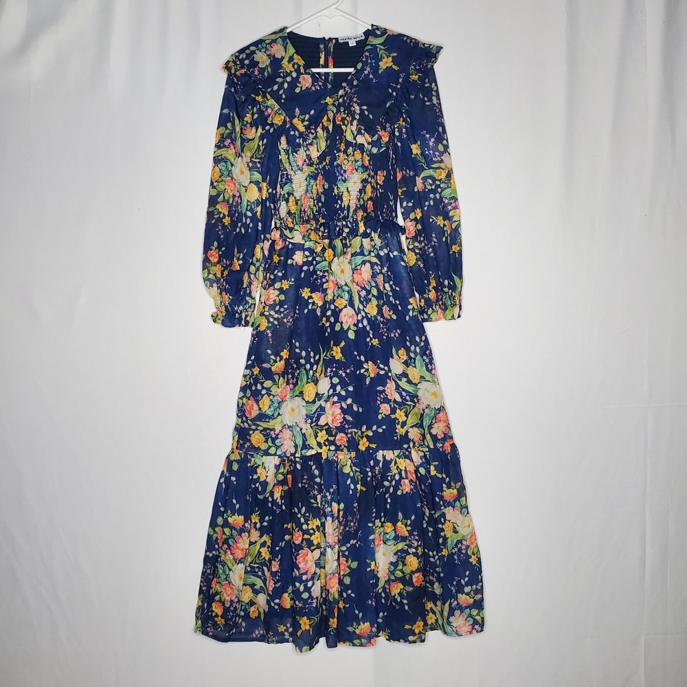 Yakira Bella Dress XS Cottagecore Farmhouse Ruffle Bib Collar Prairie Modest
